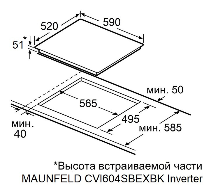 Схема встраивания Maunfeld CVI604SBEXBK Inverter